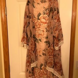 Floral Kimono With Lace